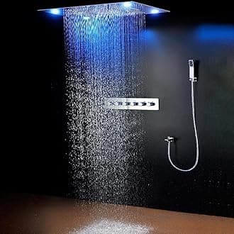 Cascada Luxurious Recessed Large LED Waterfall Rainfall Shower System (Polished Gold)
