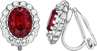 Yoursfs Vintage Crystal Clip On Earrings For Women Platinum Plated Rhinestone Clip On Earrings Non Pierced Oval Shap Cubic Zirconia Earring Hypoallergenic Jewelry