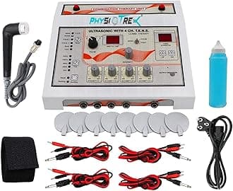 PHYSIOTREX® 2 and 4 Channel Electrotherapy Equipments | Ultrasound Machine for Physiotherapy | Ultrasonic With TENS | With 1 Year Warranty - Random Color (Orange, 4 Channels Light)