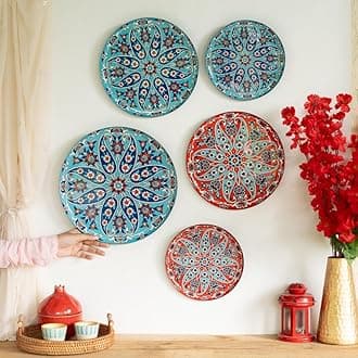 RITUALISTIC Turkish Wall Plates - Set of 5 (Multicolor) |Home Decor | Painting | Divine | Intricate Designs