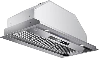 IKTCH 36 inch Built-in/Insert Range Hood 900 CFM, Ducted/Ductless Convertible Duct, Stainless Steel Kitchen Vent Hood with 2 Pcs Adjustable Lights and 3 Pcs Baffle Filters with Handlebar(IKB02-36'')