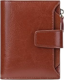 GOIACII RFID Women's Wallet Small Ladies Credit Card Holder Leather with Zipper Pocket 4 ID Windows Wax Brown