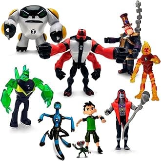 Set of 9 Ben 10 Tennison Action Figure 14-4 cm for Car Dashboard, Cake Decoration, Collectible and Study Table Multicolor