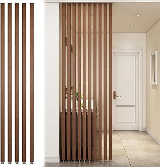 Wall Partition Room Divider Floor to Ceiling Wooden Slats - Screen Partition Post Living Room Simple Modern Entrance Restaurant Office Hollow Decor Column ( Color : Wood 5Pcs , Size : 100cm/39.3in/3.2