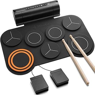 Donner Electronic Drum Set for Kids, 7 Pads Electric Roll Up Quiet Drum With Built-in Speaker, 40 Lessons Included, Music Instrument Toys (DED-20)