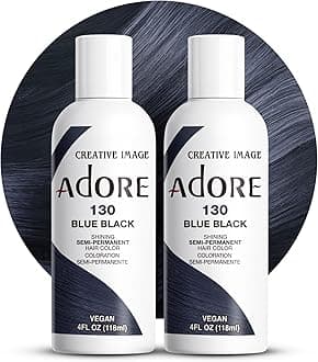 Adore Semi Permanent Hair Color (130 Blue Black) (2 Pack) | Vegan & Cruelty-Free Black Hair Dye | No Ammonia, No Peroxide, No Alcohol | 4 Fl Oz