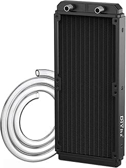 Water Cooling Computer Radiator, 12 Pipe Aluminum Heat Exchanger Liquid Cooling Radiator Heat Sink 240mm for CPU PC Laser Water Cool System DC12V Black with Tube