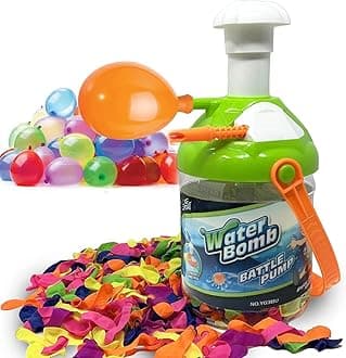 Liberty Imports 2-in-1 Fill and Tie Water Balloon Portable Pumping Station with Easy Tying Tool and Over 300 Water Bombs for Kids