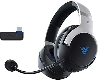 Razer Kaira Pro HyperSpeed - Wireless Multi-Platform Gaming Headset with Haptics for Playstation 5 (HyperSpeed Wireless, HyperSense Haptics, TriForce Titanium 50 mm Drivers) Black-White