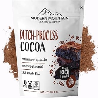 Modern Mountain Cocoa Powder (8 Oz) Dutch Processed Powder, Sugar Free, Extra Rich Flavor, 22-24% Fat, Premium Cooking Grade, Non-Gmo, Fair Trade Certified, P