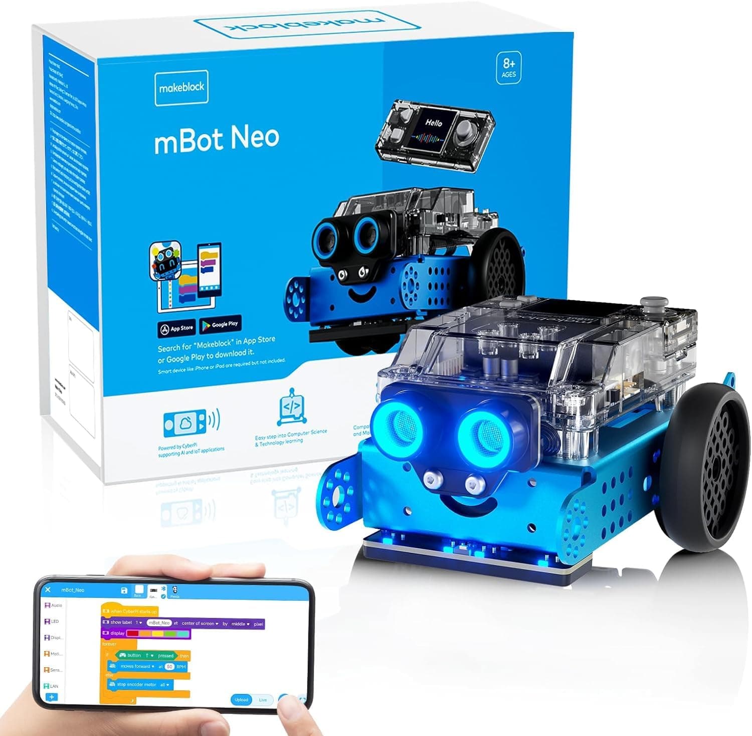 mBot2 Coding Robot, Programmable Robot for Kids Compatible with Scratch and Python, Support Wi-Fi, IoT, Robotics, Electronics, AI Technology, STEM Toys for Kids Ages 8-12