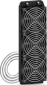 Clyxgs Water Cooling Radiator, 12 Pipe Aluminum Heat Exchanger Radiator with Fan for PC CPU Computer Water Cool System DC12V 360mm Black
