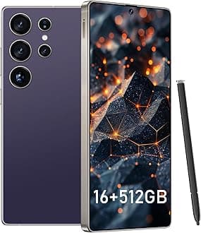 I25 Ultra Smartphone 16GB+512GB Android 14 Smartphone, 6.99" FHD+ Display, 7000mAh Battery, 108MP+68MP Dual Camera, Built-in Pen Stylus, Fast Performance Large Memory (Purple)