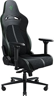 Enki Gaming Chair: All-Day Comfort - Built-in Lumbar Arch - Optimized Cushion Density - Dual-Textured, Eco-Friendly Synthetic Leather - Reactive Seat Tilt & 152-Degree Recline - Black/Green