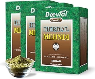 Deewal herbal mehndi for man & women, instant pure henna powder for hair colour, Powder of natural henna leaves (80g) (Brown, 5)