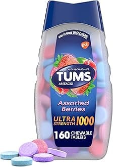 Ultra Strength Chewable Antacid Tablets for Heartburn Relief and Acid Indigestion Relief, Assorted Berries - 160 Count