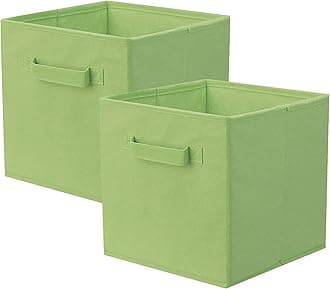 ShellKingdom Storage Bins, Foldable Fabric Storage Cubes And Cloth Storage Organizer Drawer For Closet And Toys Storage, 2 Pack (Green)