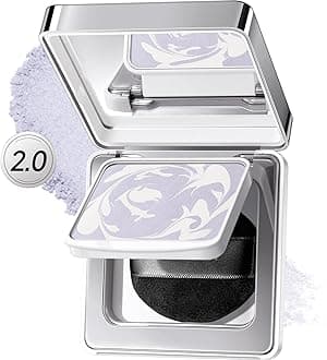 CARSLAN 2.0 Black Magnet Soft Focus Powder, Waterproof Translucent Pressed Setting Powder, 24H Longlasting Talc-Free Face Powder, Oil Control Compact Makeup,03 Blue Purple For Sensitive Skin, 0.28Oz