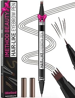 Microblading Eyebrow Pen - Eyebrow Pencil Magical 2-in-1 Dual-Ended Eye Brow Pencils for Women with 4-Fork-Tip & Precise Brush-Tip Create Natural Hair-Like Brows, Last All-Day, Dark Brown