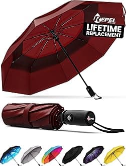 REPEL Windproof Travel Umbrella - Compact & Withstands Winds up to 85MPH , Strongest Premium Auto Folding Umbrella for Rain and Sun - Durable, Light & Portable for Women & Men , Fits Backpack & Cars