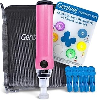 Plus - Pain Free Vacuum Lancing Device for Diabetes Testing - Blood Sugar, Glucose, Ketone, and DNA Home Tests (Princess Pink)