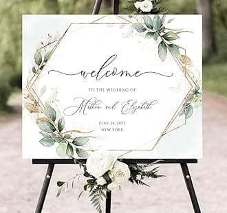 VIRAGIL Personalized Greenery Wedding Welcome Sign, Welcome to Our Wedding Sign, Welcome Sign for Wedding, Rustic Wedding Decorations, Corjl, Eucalyptus, Watercolor