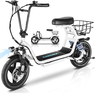 Caroma Electric Scooter with Seat, 14" Tire Foldable E-Scooter for Adults, 500/800/1200W Motor, Max 30Miles Ranges&20Mph, Dual Braking Dual Suspension, Stable Triangular Frame, 300lbs Max Load