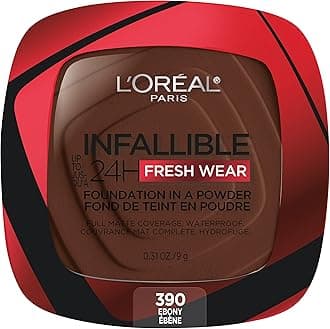 L'Oreal Paris Makeup Infallible Fresh Wear Foundation in a Powder, Up to 24H Wear, Waterproof, Ebony, 0.31 oz. (Packaging May Vary)