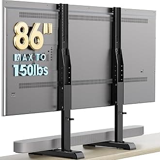 Universal Table Top TV Stand Base Replacement for Most 24 to 86 Inch LCD LED TVs, 7 Height Adjustable TV Legs with Cable Management Hold up to 68kg, Max VESA 800x600mm, Black AX10TB01