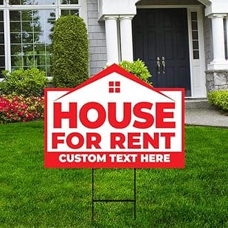 House for Rent Yard Sign Personalized 24" x 18" - Visible Text Custom House for Rent Yard Sign with Metal H-Stake (24x18, Single Sided)