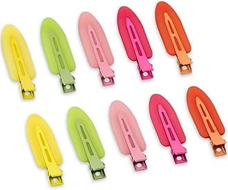 10 Pcs Creaseless No Crease No Bend Flat Hair Clips For Styling Non Slip Makeup Clips For Women Salon Hairstyle,Matte Green Pink Orange Yellow Rose Red