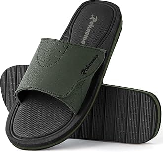 Mens Slide Sandals Adjustable Athletic Casual Comfort Lightweight Open Toe Slides Sport Sandals with Memory Foam Soft Cushion Footbed