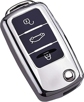 for VW Volkswagen Key Fob Cover, Premium Soft TPU Full Protection Key Fob Case for VW Jetta Golf Polo MK6 Passat Tiguan Beetle Key Cover (silver)
