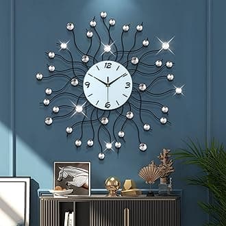 Wall Clocks for Living Room Decor Modern Large Wall Clock Battery Operated Silent Non Ticking for Bedroom Office Kitchen Home Decorative 24 inch Crystal Big Wall Decor for Indoor House