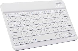 Xukinroy Ultra-Slim Bluetooth Keyboard Portable Mini Wireless Keyboard Rechargeable for Apple iPad iPhone Samsung Tablet Phone Smartphone iOS Android Windows (10 inch White)