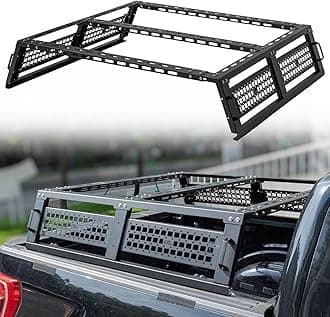 JOYTUTUS Full Size Truck Bed Rack, Overland Bed Racks for Trucks Compatible with F150 F250 F350 Silverado Sierra Ram Tundra, Truck Bed Rack for Roof Top Tent, with Wider Molle Panel
