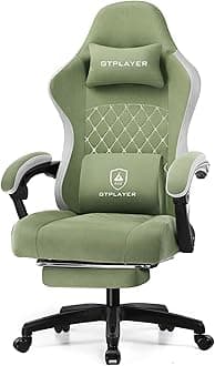 Gaming Chair, Computer Office Chair with Pocket Spring Cushion, Linkage Armrests and Footrest, High Back Ergonomic Computer Chair with Lumbar Support Task Chair with Footrest