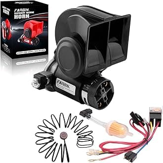 FARBIN Air Horn Kit 12V 150db Loud Horn for Car/Truck,with Wiring Harness and Push Button Switch(12V, black horn with button)