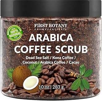 First Botany Natural Arabica Coffee Scrub With Organic Coffee, Coconut And Shea Butter, 12 Oz