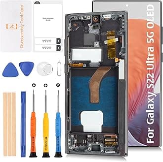 S22 Ultra 5G S908 6.78" OLED (with Fingerprint) LCD Display +Phantom Black Frame (Not OEM 6.8”) for Samsung Galaxy S22 Ultra 5G LCD Screen Display Replacement Touch Digitizer Assembly Kit