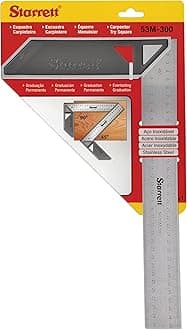 Starrett K53M-300-S Carpenters Try Square for Woodworking – 300mm Metric Set Square