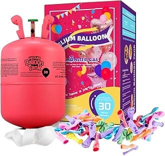 Monster Gas 7L Helium Tank For Balloons At Home, Balloon Helium Tank Up To 30 Latex Balloons, Small Helium Tanks