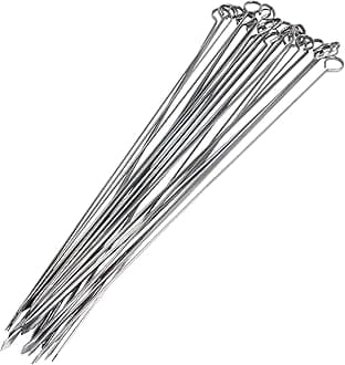 Blue Donuts 24 Pack Kabob Skewers for Grilling 17 Inch - BBQ Grill Grilling Accessories, Stainless Steel, Pack of 24