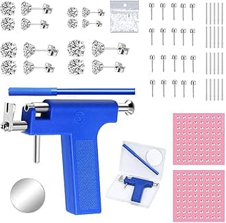 Ear Piercing Gun Kit, 233PCS Self Piercing Earrings Set, Nose Navel Lip Ears Piercer Body Piercing Tools, Earring Piercer with Hypoallergenicear Piercing Needle Kit for Salon & Home
