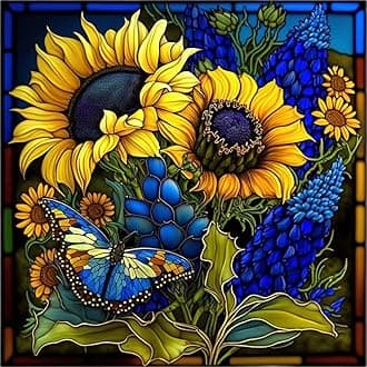 Tiwabb Sunflower Stamped Cross Stitch Kits,Cross Stitch Kits for Adults Beginners,11 CT Full Range of Cross-Stitch Stamped Kits Needlecrafts for Home Decor Patterns 13.8 x 13.8 in
