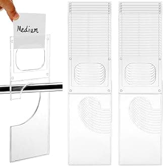 Kathfly 20 Pack Clothing Rack Size Dividers Plastic Closet Dividers for Hanging Clothes Transparent Rectangle Clothes Rack Size Label Hangers for Department Wardrobe Stores Organization
