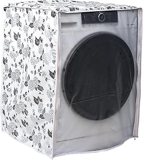 Classic® Front Load Washing Machine Cover Suitable for LG 6.5 Kg & 8 Kg (63cmsX63cmsX81cms, Half White & Grey)