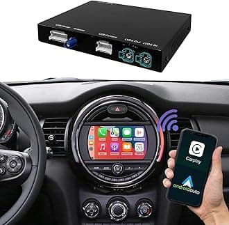 Wireless CarPlay Android Auto Retrofit Kit for BMW Mini Cooper One Hatch Clubman F55 F56 F54 F57 (NBT System 2014-2018)，Wireless CarPlay Interface Decoder Box, MirrorLink, Reverse Camera