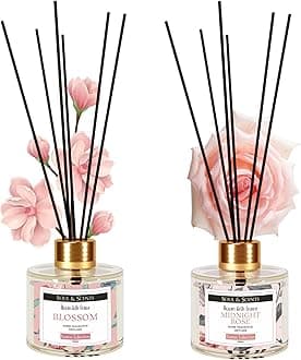 - Soul & Scents Glass Blossom and Midnight Rose Reed Diffuser Set - 120ml with Free 6 Fiber Reed Sticks Each| Toxin Free & Stress Relief|Long Lasting|Room Freshener for Home, & Office| Combo Pack of 2