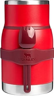 Stanley Adventure To Go Food Jar and Spork 24 oz | Vacuum Insulated Thermos Food Container | Wide Mouth Screw On Lid | Stainless Steel | BPA-Free | Chili Red